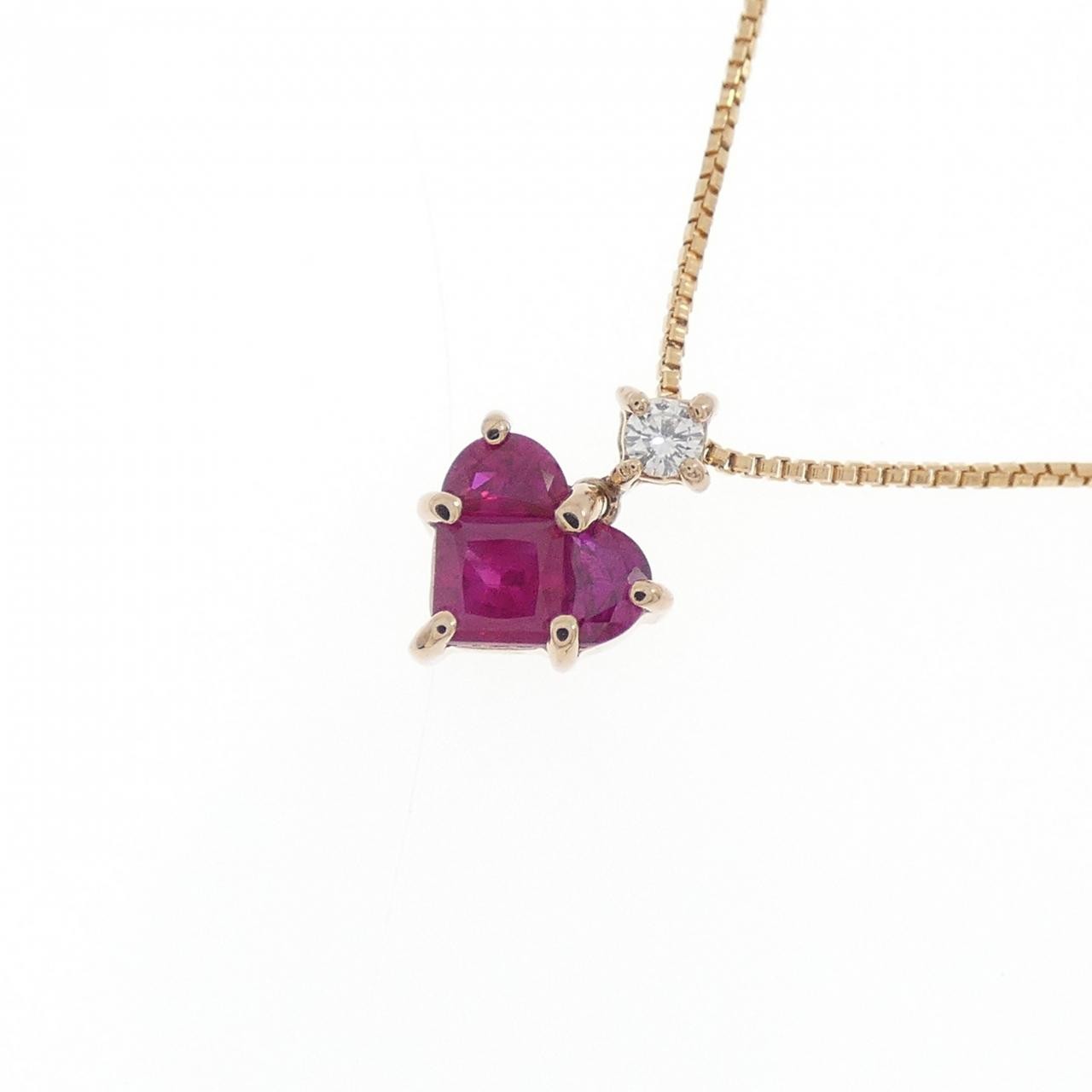 Authentic K18PG Heart Ruby Necklace #270-004-147-2849