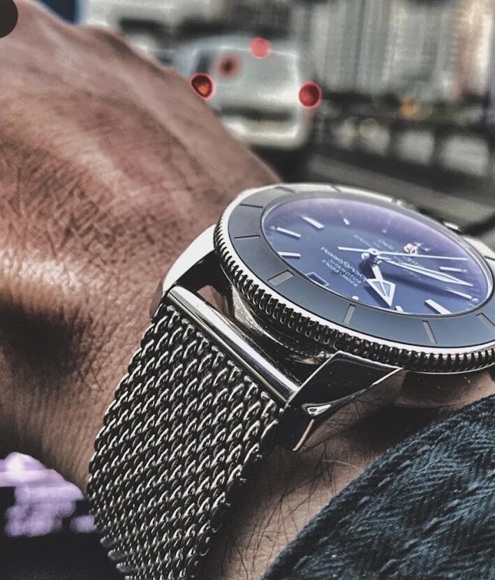 Stainless Steel Mesh Watch Band | Deployment Catch | Breitling Superocean Style