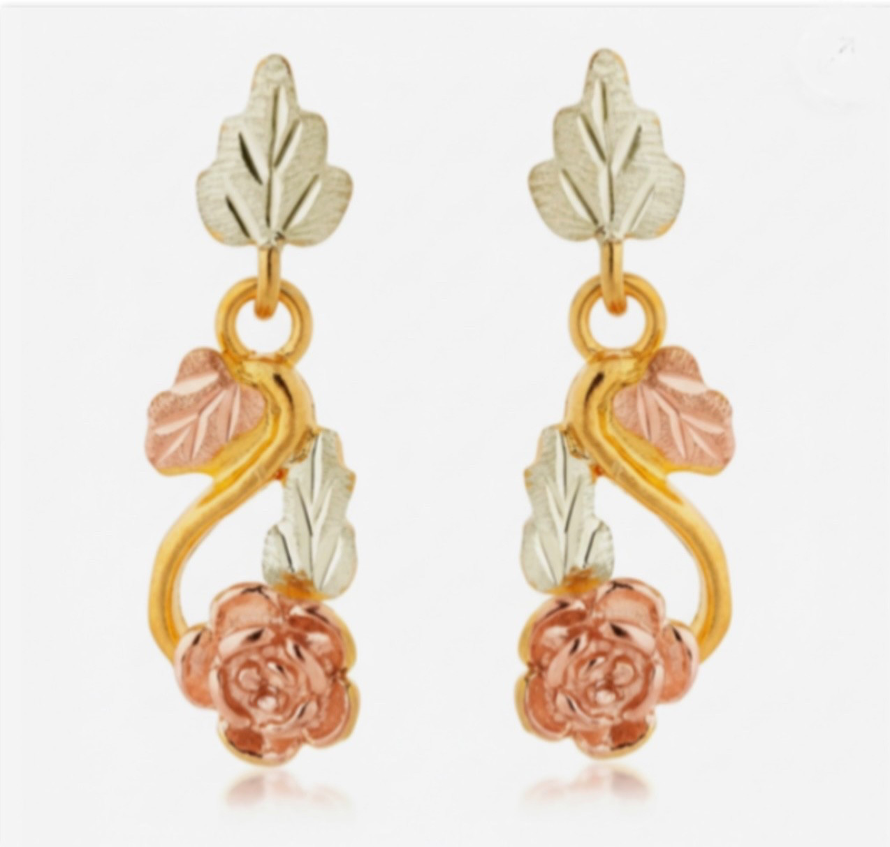 Black Hills Gold 10k Landstrom’s Rose Drop Earrings