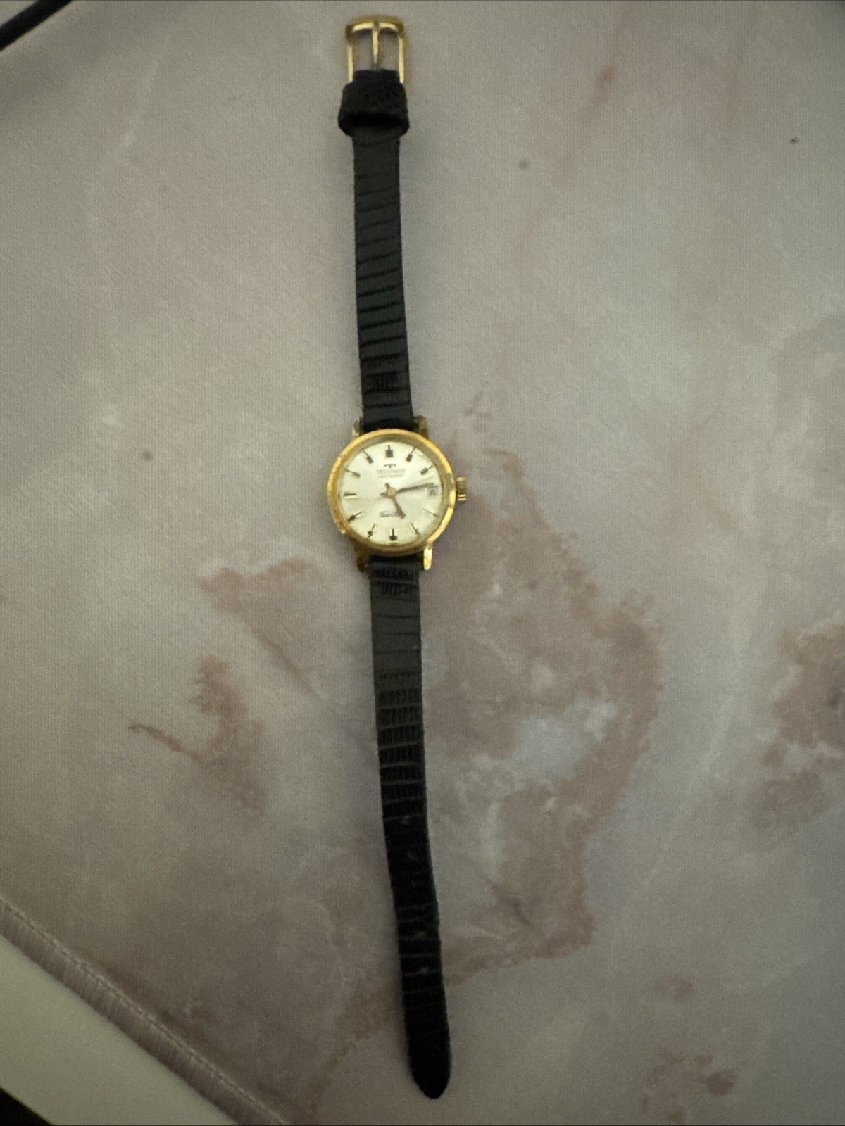 Vintage 1960s Technos Fair Lady Automatic Swiss Watch 19mm Date Window Running