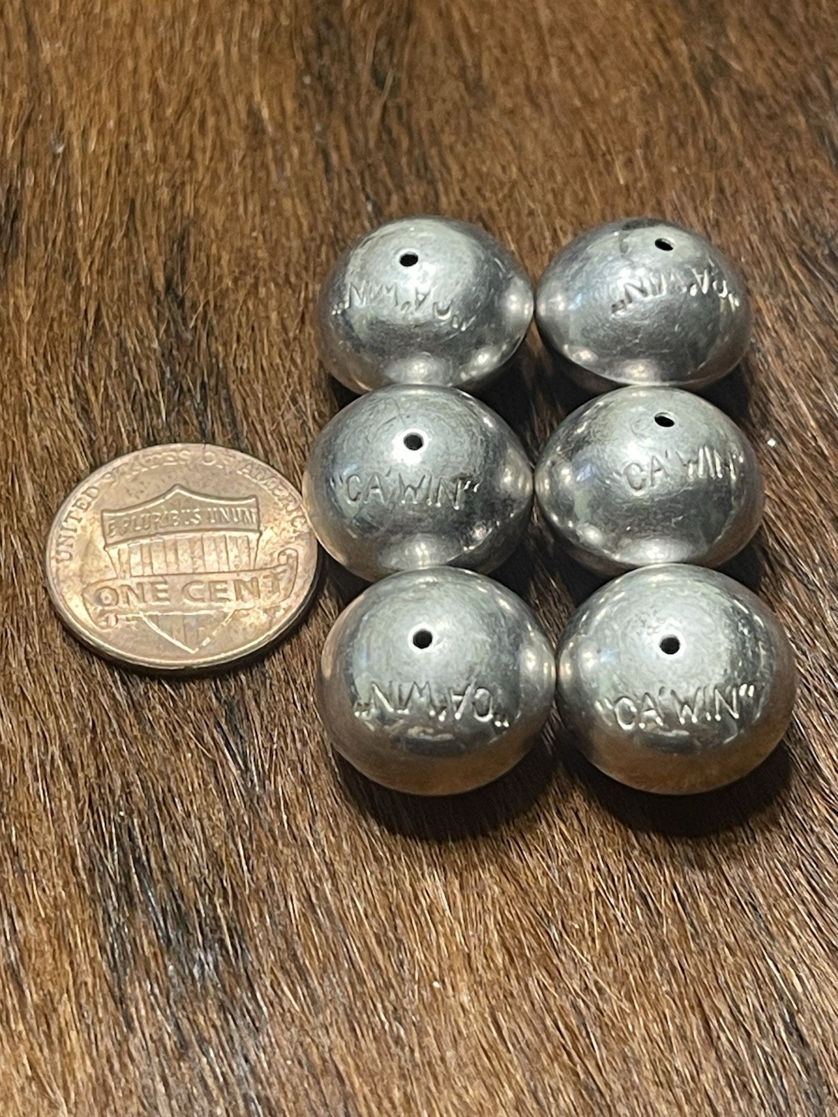 Six Jimmy Calabazas Ca’Win Kewa Pueblo Loose Beads Pearls Signed 925 Silver