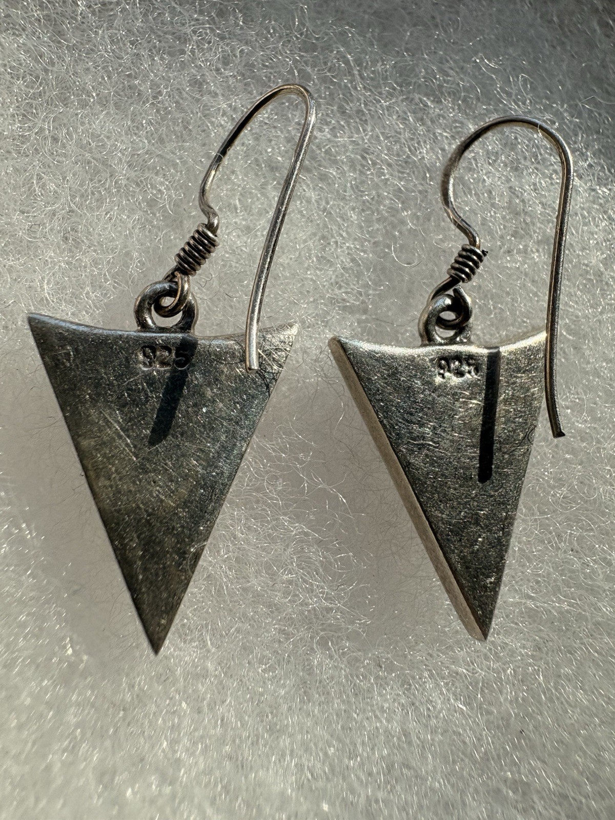 Sterling Silver 925 Abalone Triangle Dangle Earrings 3/4 Inch 3/4 Drop