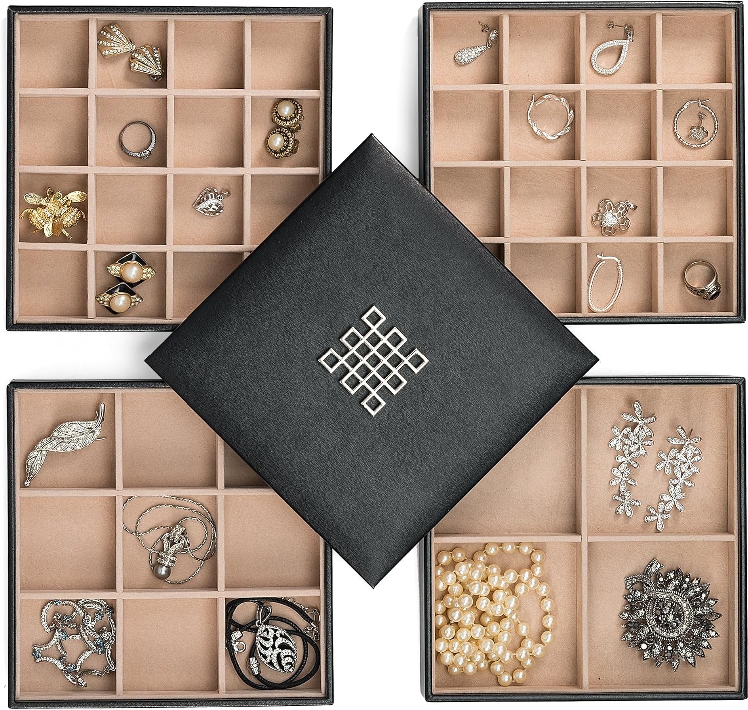Stylish Jewelry Storage Organizer with 4 Trays and Dust-Free Lid – Perfect Gift