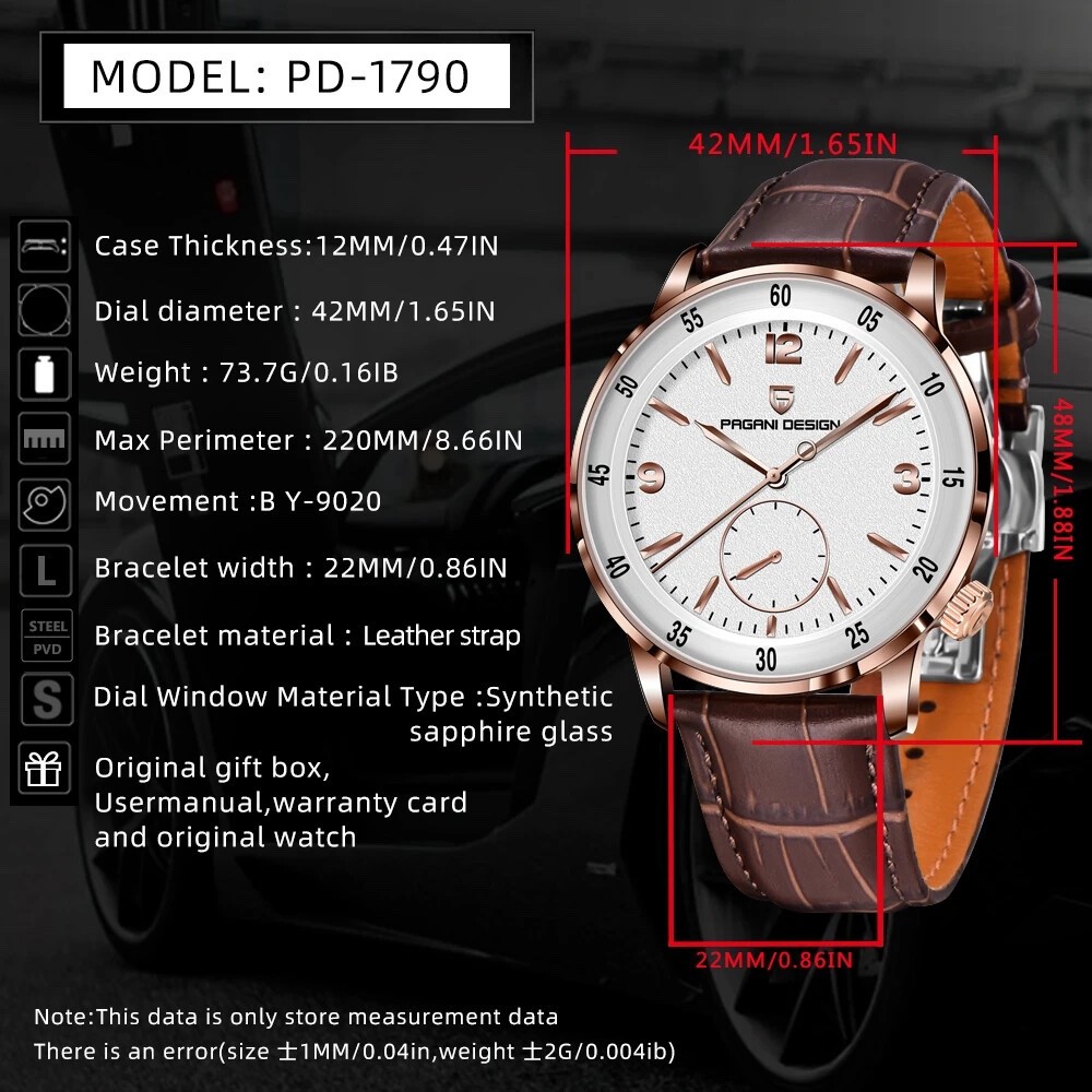 PAGANI DESIGN PD-1790 Sapphire Glass Men Mechanical Automatic Waterproof Watch