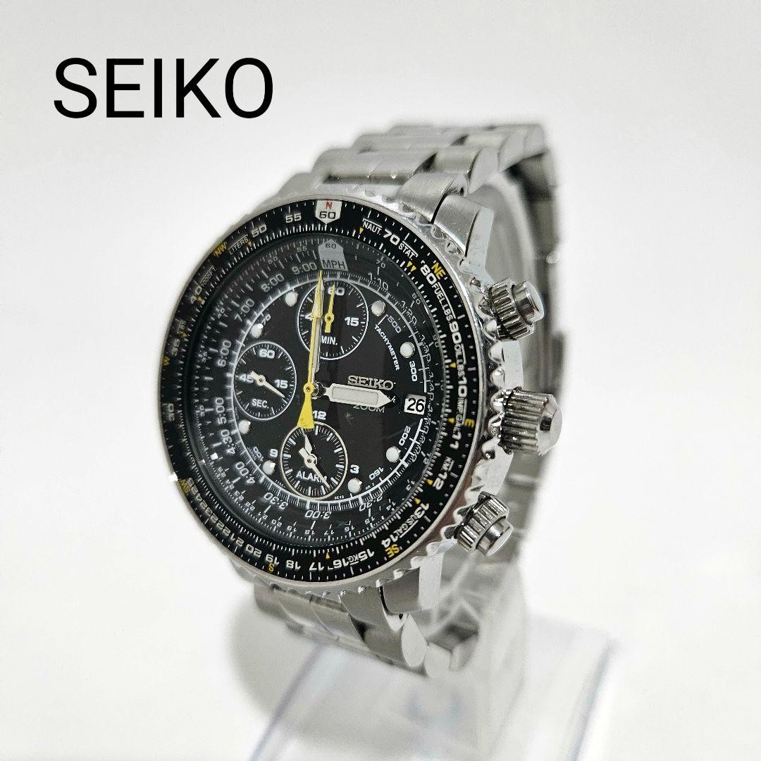 Seiko SNA411P1 42mm 17cm Alarm Hardlex Crystal Running Chronograph Quartz Mens