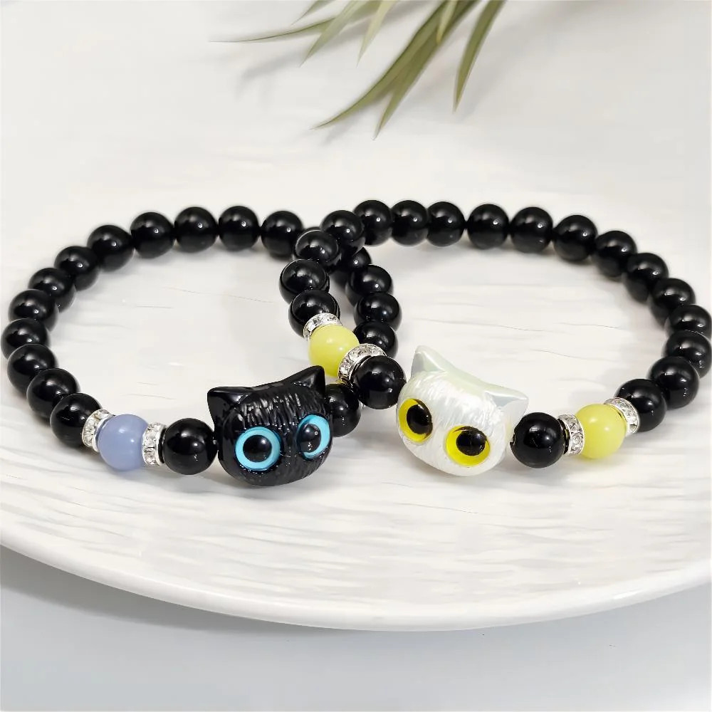 2026 Fashion Luminous Beads Couple Bracelets For Women Men Charm Cat Matching