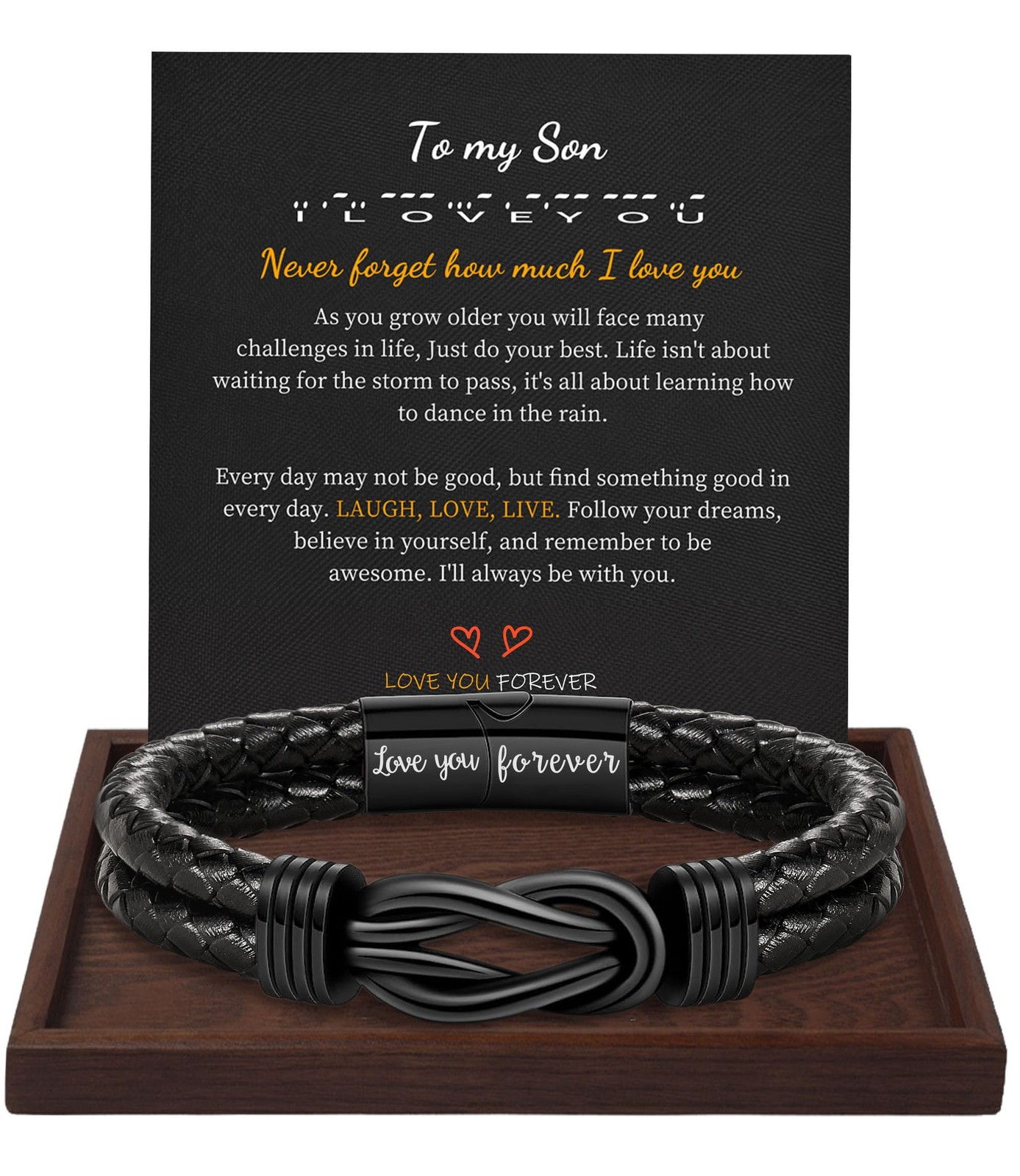 To My Son Bracelet from Dad Gifts for Son Men Leather Bracelets for Teen Gift
