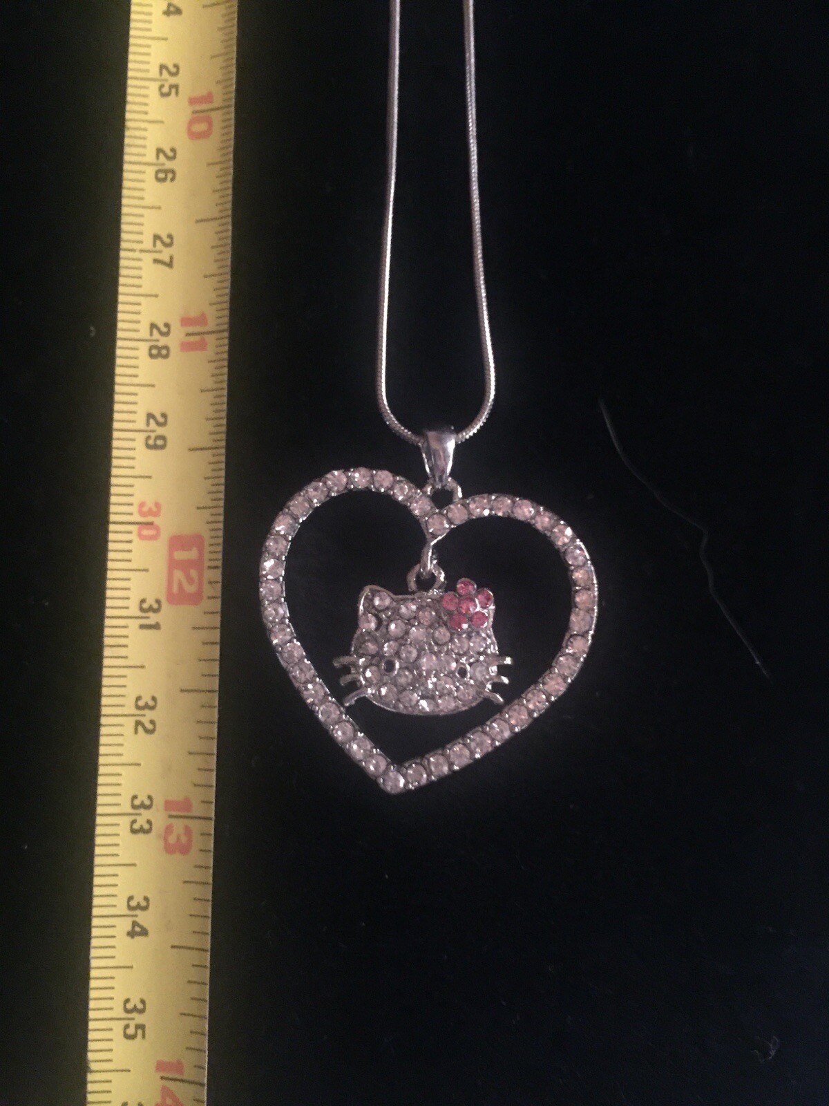 Hello Kitty necklace In Heart Radium Plated Reflective Crystals Rhinestones