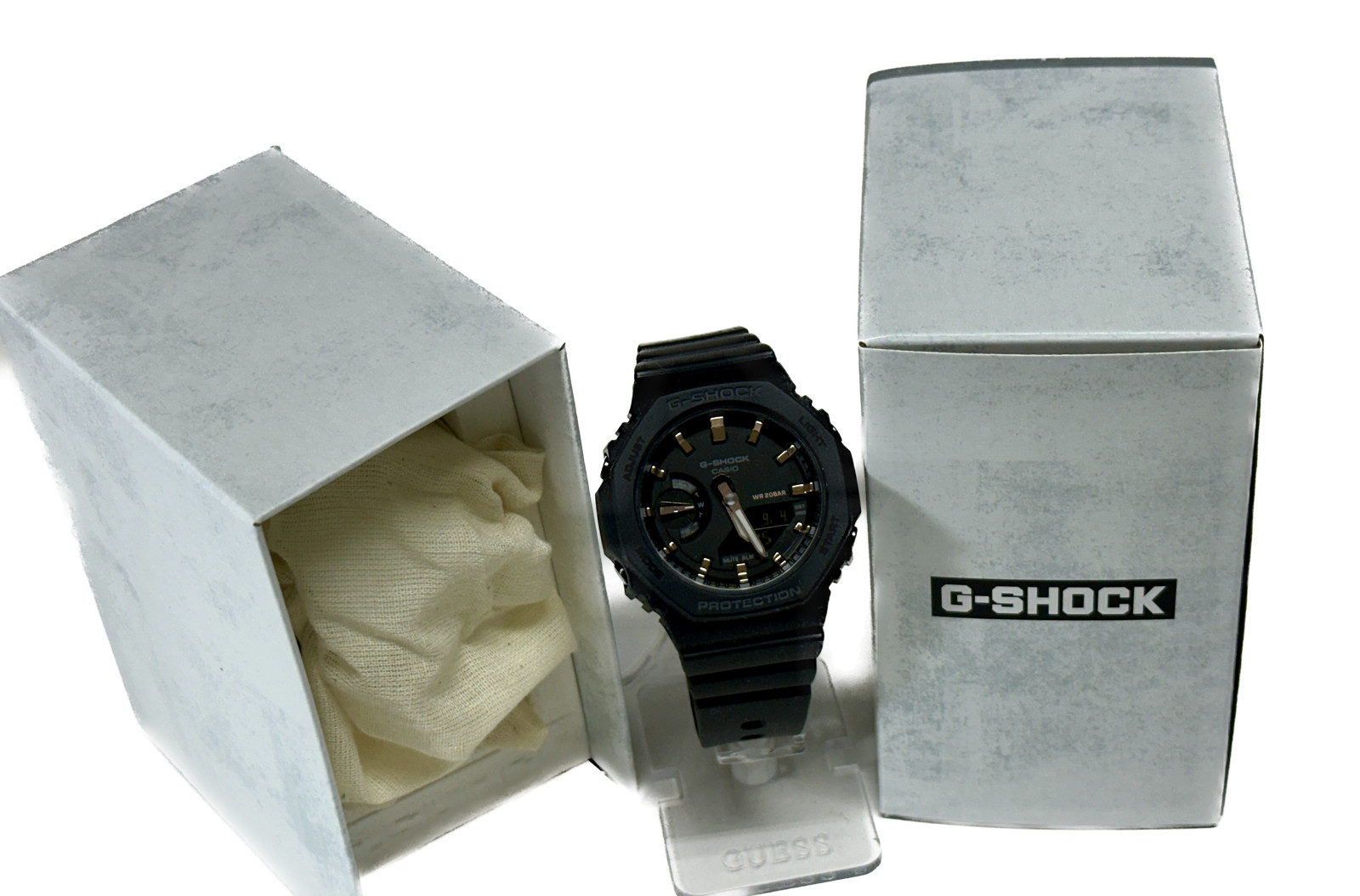 Casio G-Shock GMAS2100-1A black with gold accent thin watch NEW