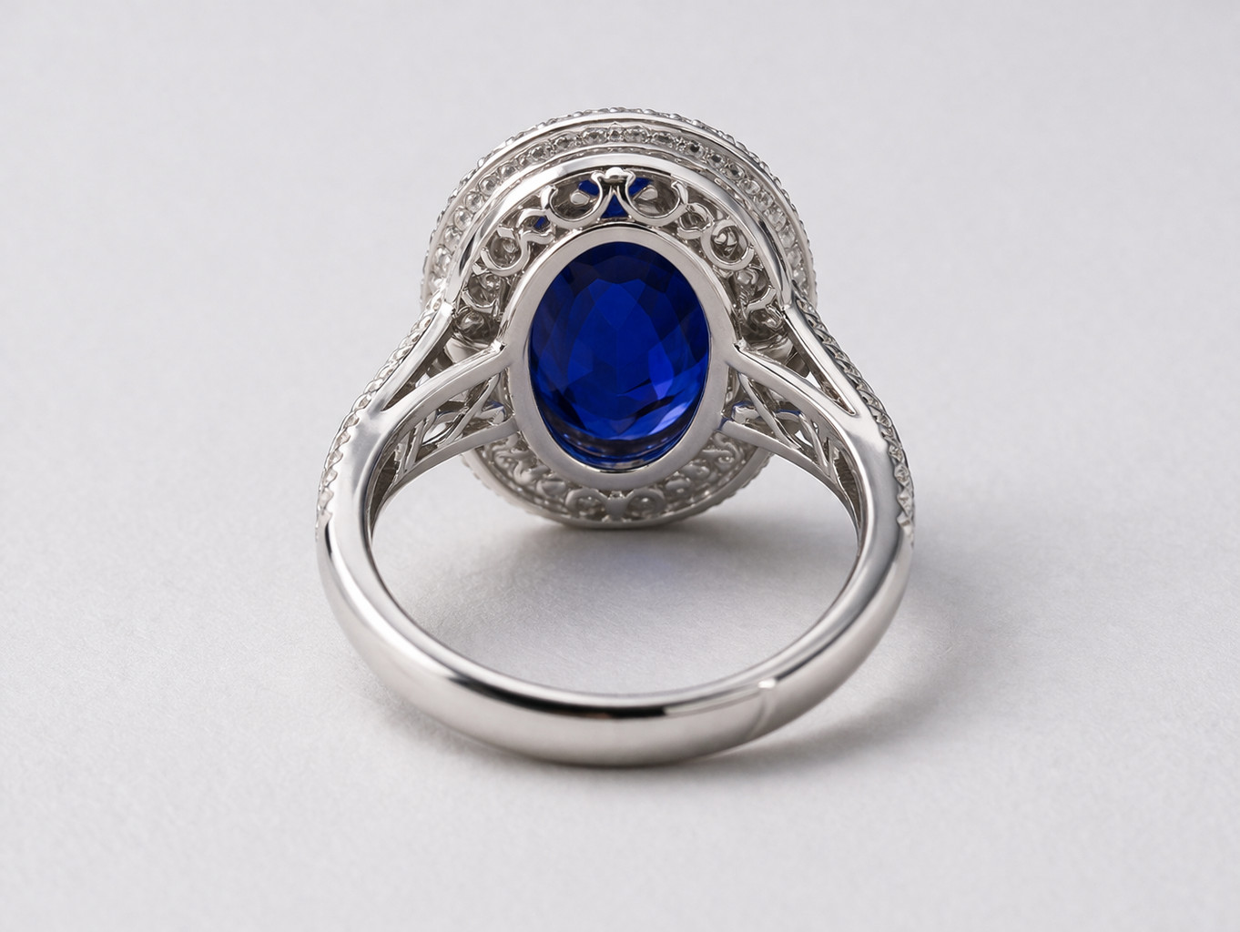6.50 Ct Oval Natural Sapphire & Diamond Wedding Gift Ring 14K White Gold Sz 6