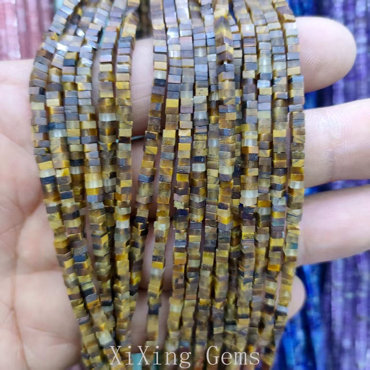1x2mm Natural Tiger’s Eye Flat Square Disc Spacer Beads for Jewelry Making DIY