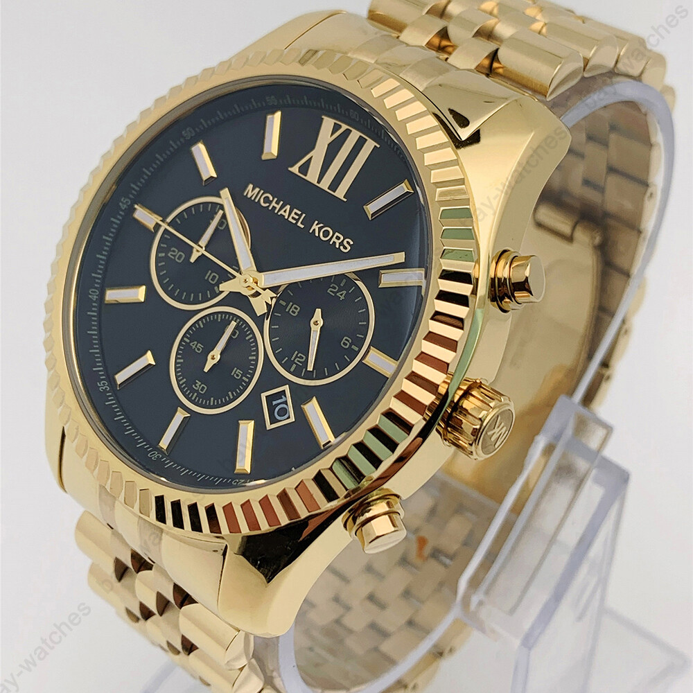 Michael Kors MK8286 Lexington Black Dial Gold Bracelet Formal Men’s Watch