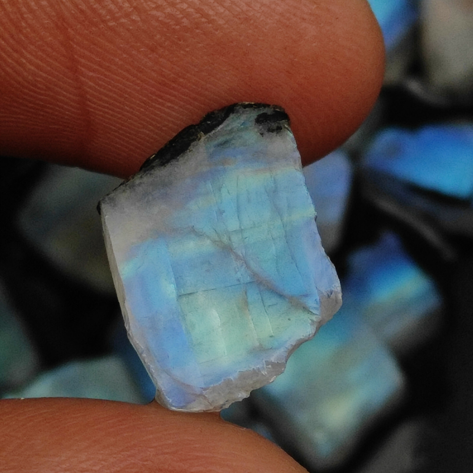 Wholesale Blue Fire Moonstone Slices Rough Rainbow Moonstone Rough Gemstone MV30