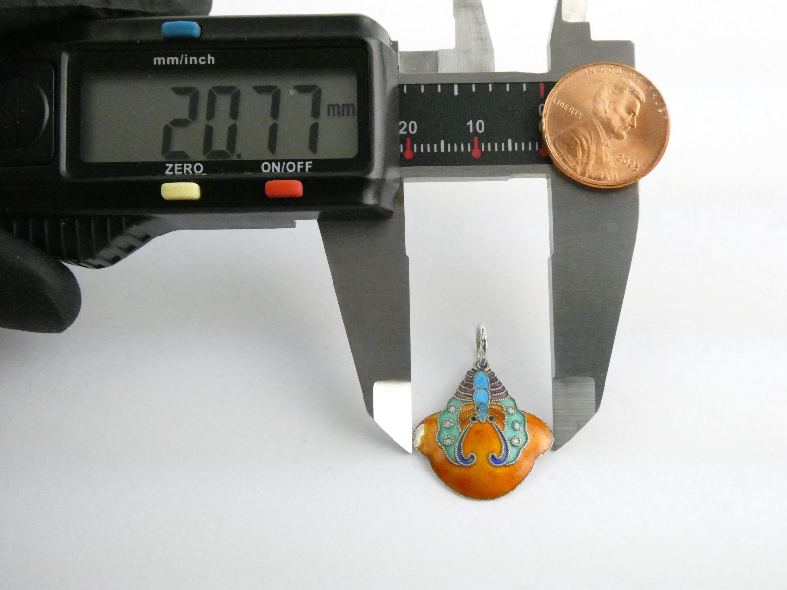 Vintage Chinese Export Sterling Silver Enameled Butterfly Charm Pendant AS IS