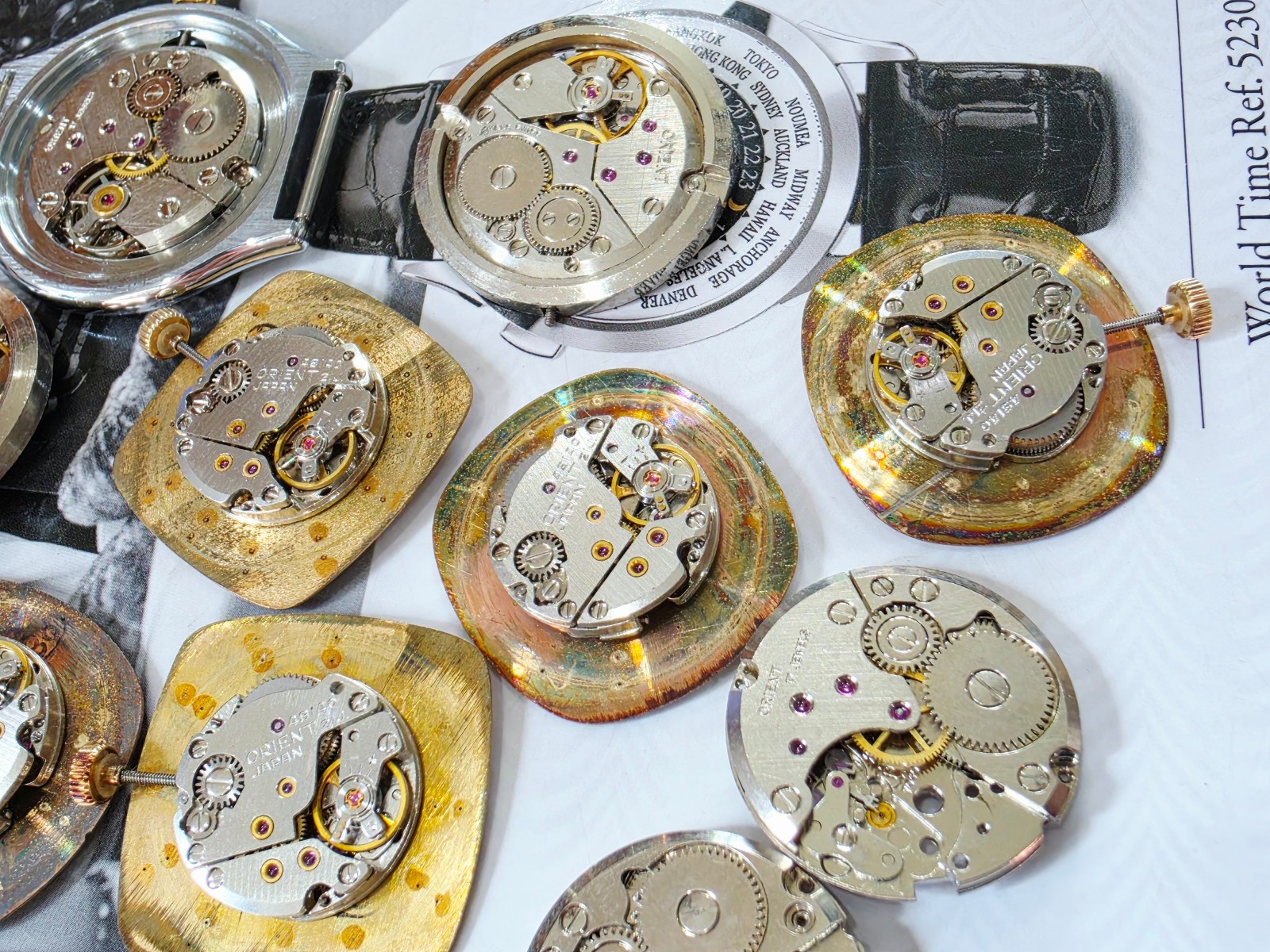Lot 20 orient movement 49140 230 20326 eta 7001 7040 winding for repair or parts