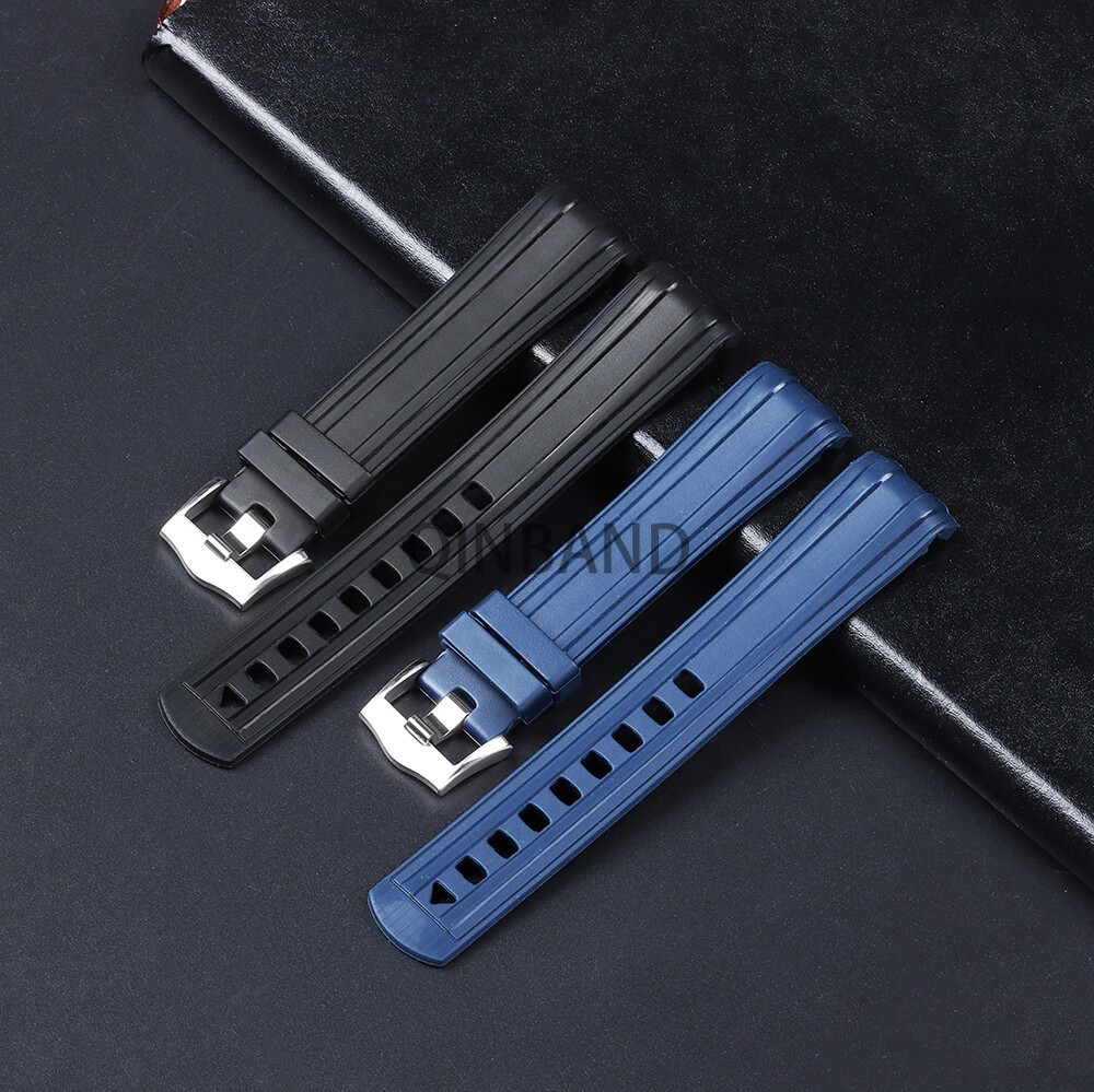 Curved End 20mm Rubber Strap for Omega Seamaster 300 Replacement watch strap