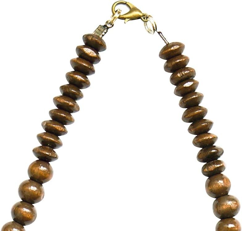 Natural Wood Beads Necklace for Men Women Wooden Chain Unisex Chunky Bead Neckla