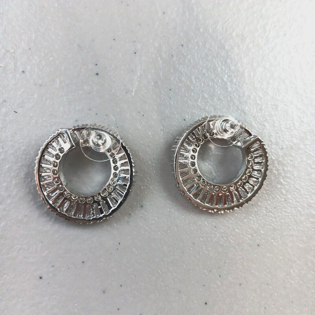 Rounded with Edge Cubic Zirconia Set Post Earrings Shines Bright Classic Luxury