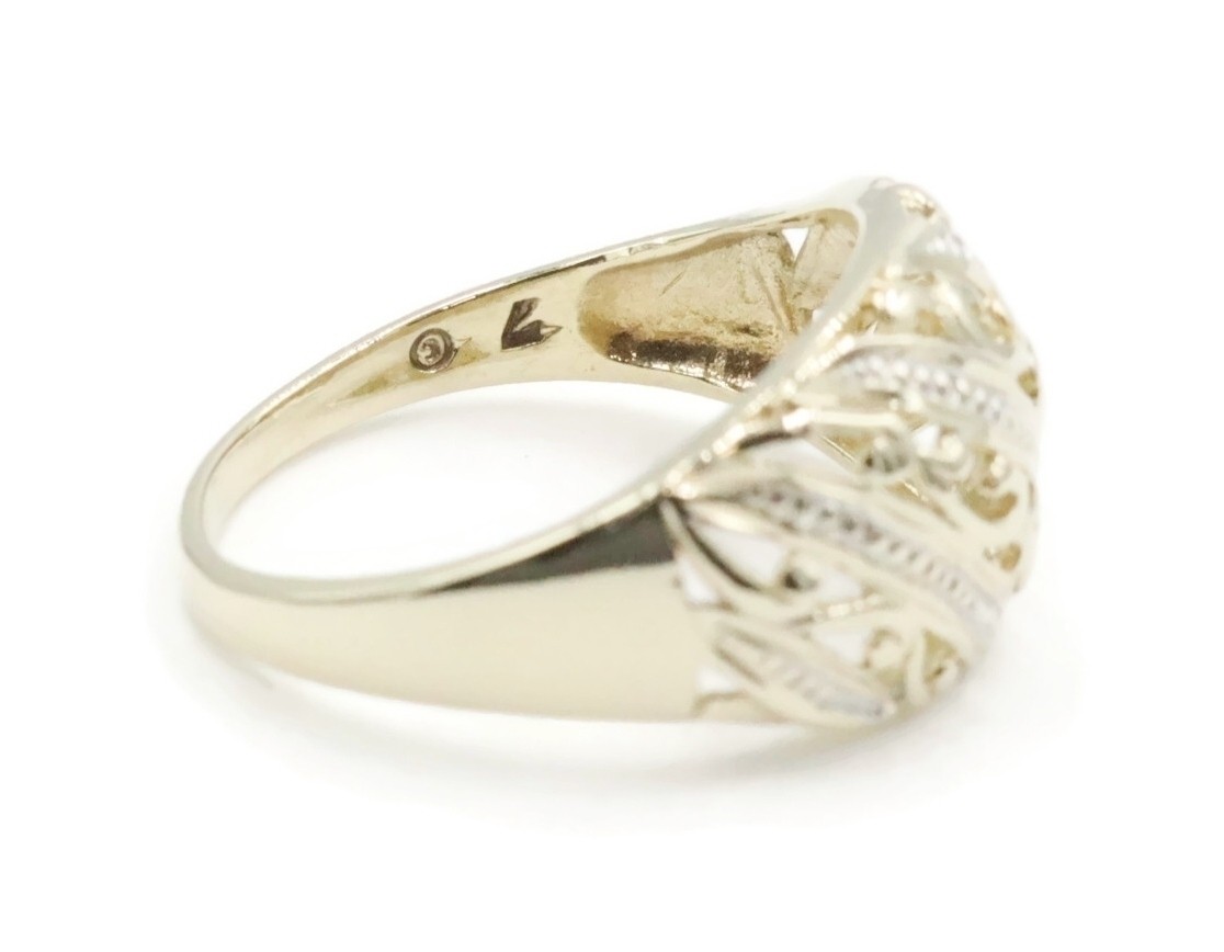 Women’s Estate 10KT Yellow Gold Filigree Cut Out 10.8mm Wide Dome Ring 2.30g