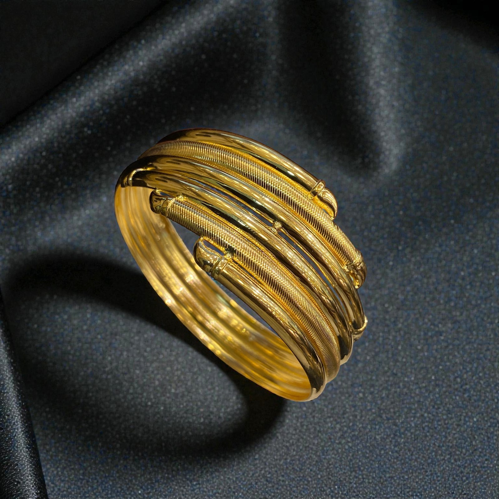 Stunning Dubai Handmade Women’s Bangle Bracelet In Certified 22Karat Yellow Gold