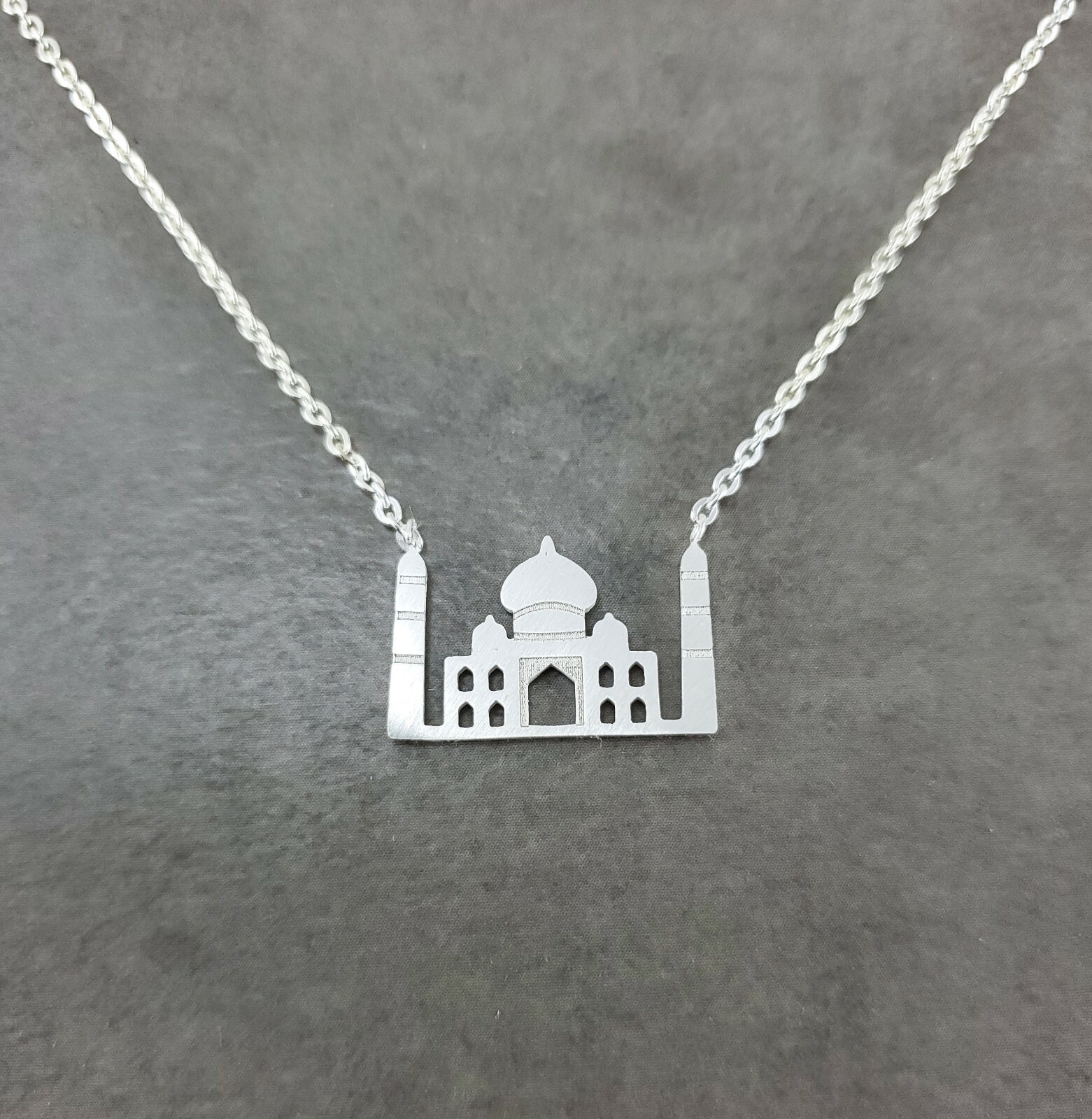 Taj Mahal SILVER Plated Necklace India Mausoleum Agra Asia Punjabi Shah Jahan