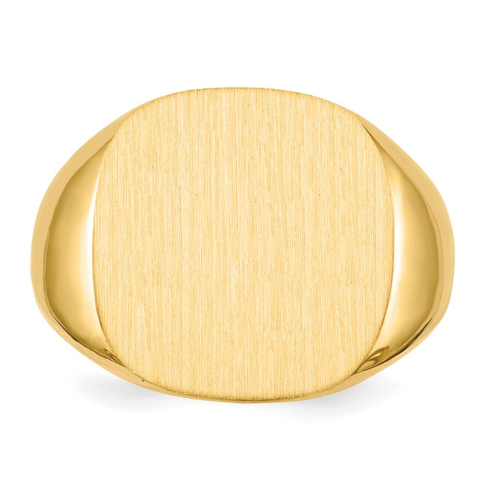 14k Yellow Gold 17.0×17.0mm Closed Back Mens Signet Ring Sz 10