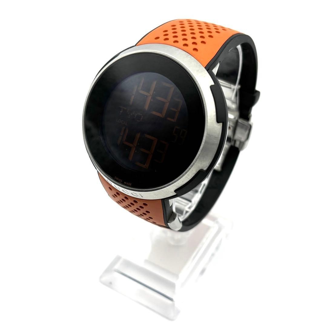 GUCCI I-GUCCI Sport XXL 114.1 316L Digital 114 Silver Black Orange Men’s
