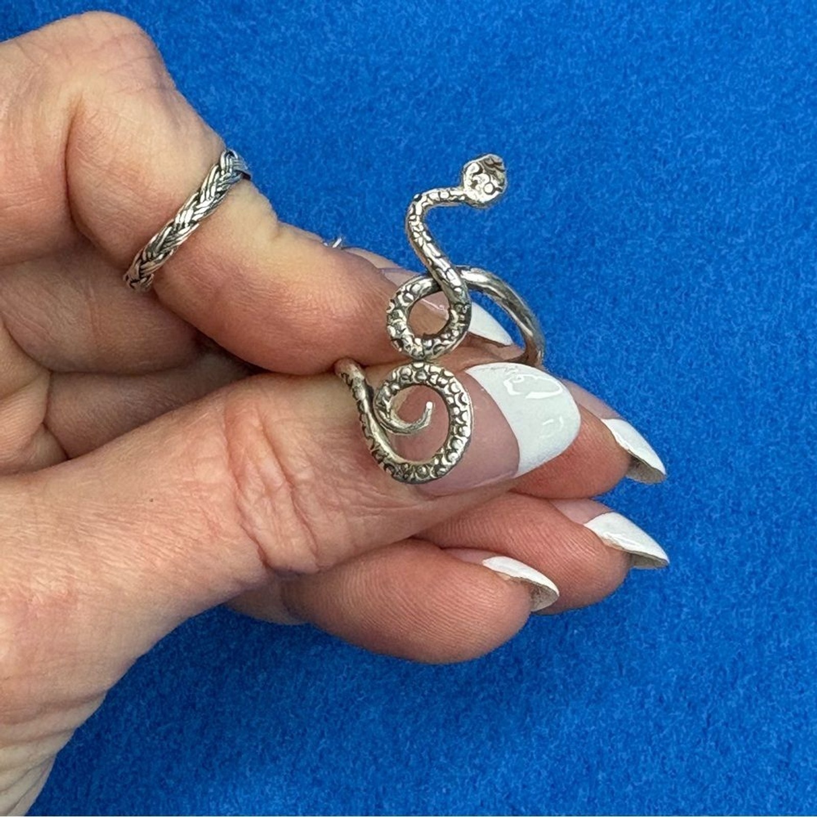 Hand Crafted One of a Kind Pure Silver Snake Ring Size 6