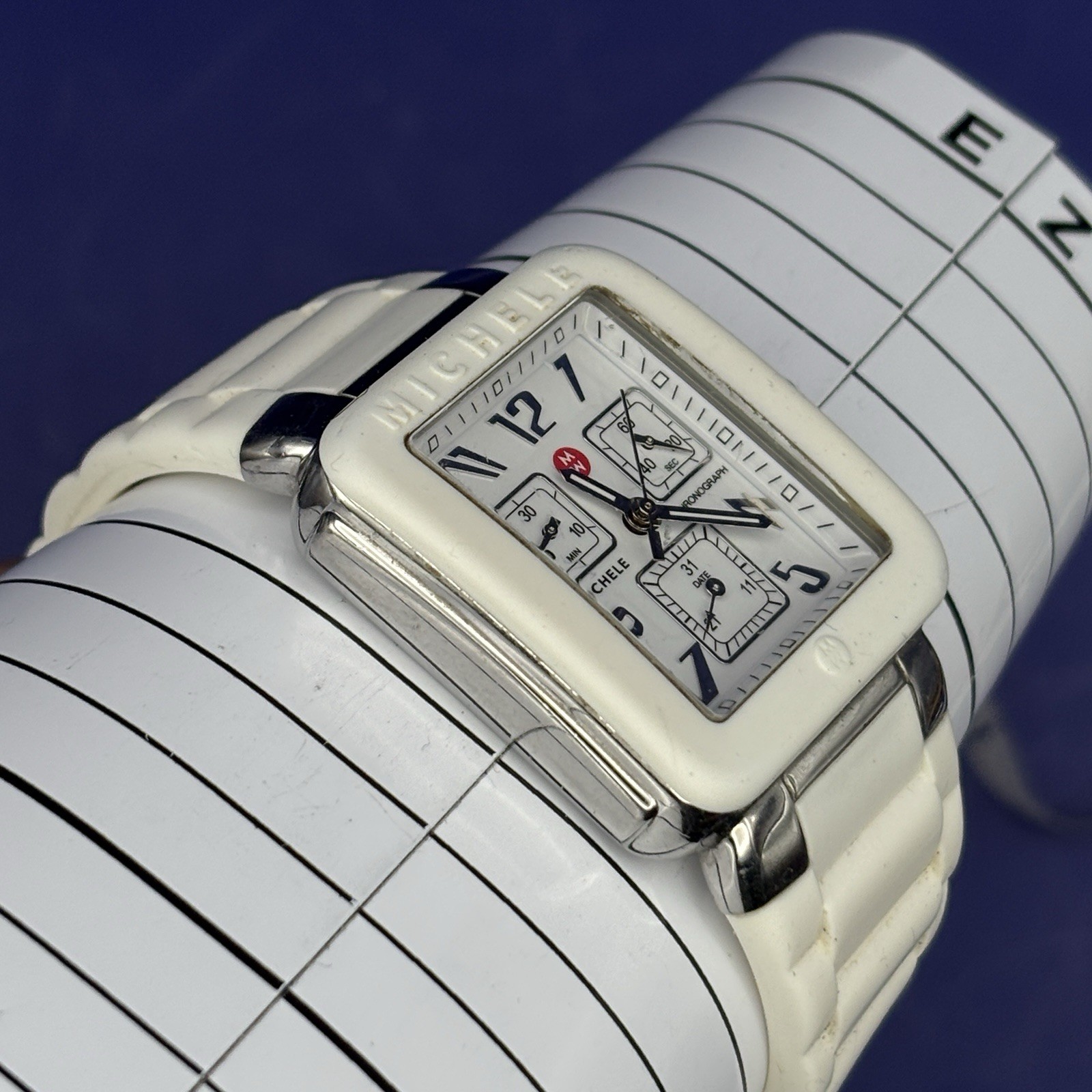 Michele Park MWW06L000001 White Rubber Strap Ladies Watch FOR PARTS/REPAIR
