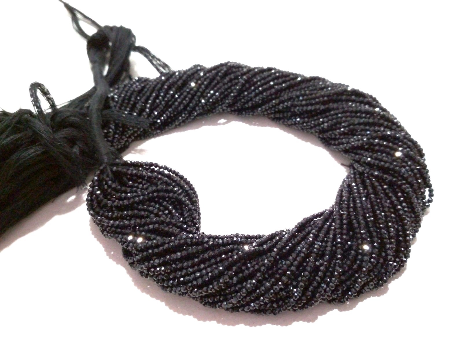 5-50 Strand Natural Black Spinel Rondelle Faceted 2-2.2mm Loose Beads 12″inch