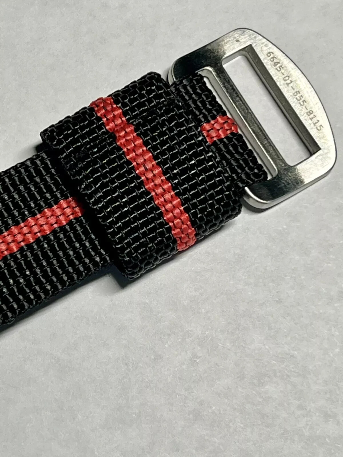 Ballistic Nylon Hook and Loop Watch Strap Black w/ Red Stripe 20mm FXD Inspired