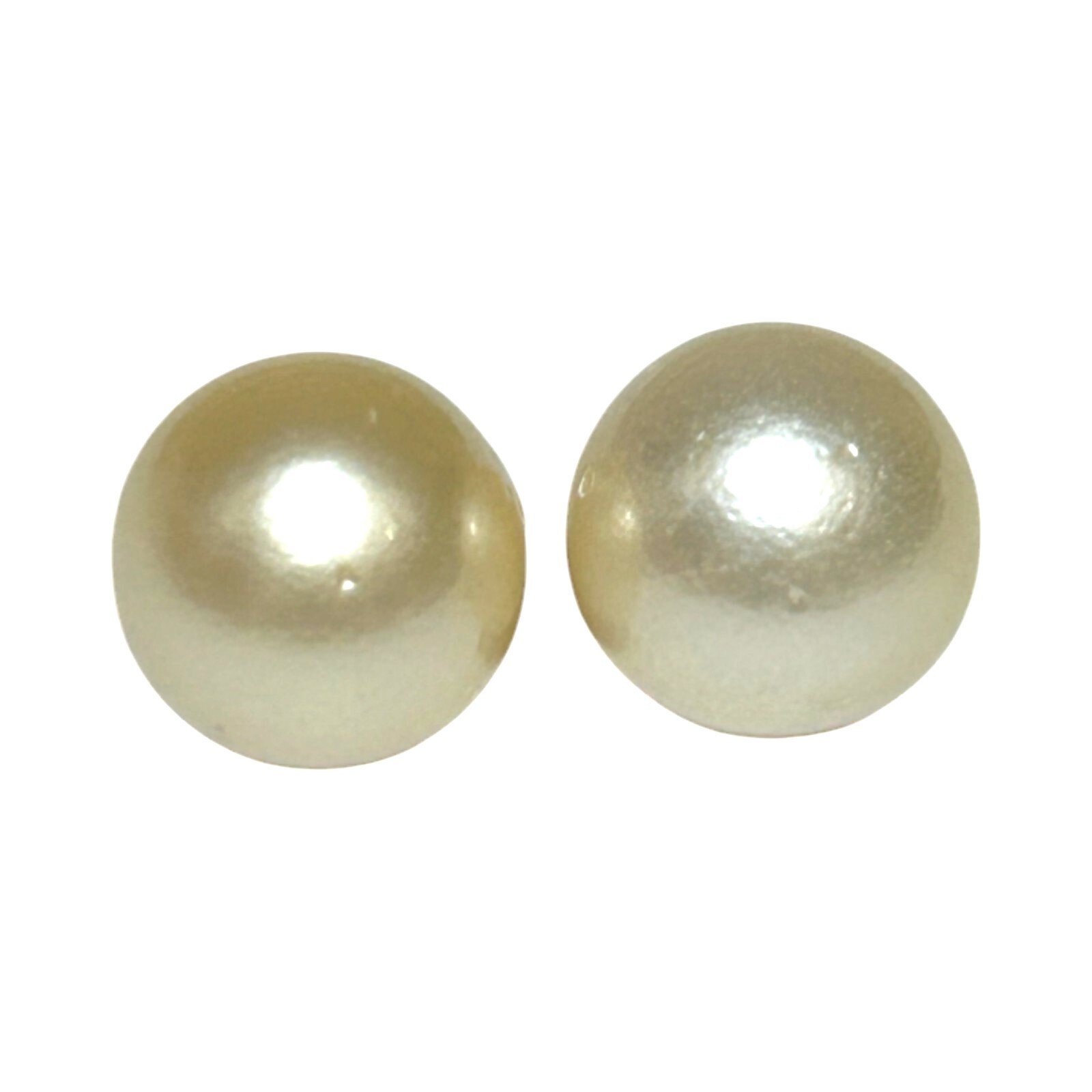 Exquisite Pair of 36-Carat Round 13.4mm Natural Pale Golden Australian Sea Pearl