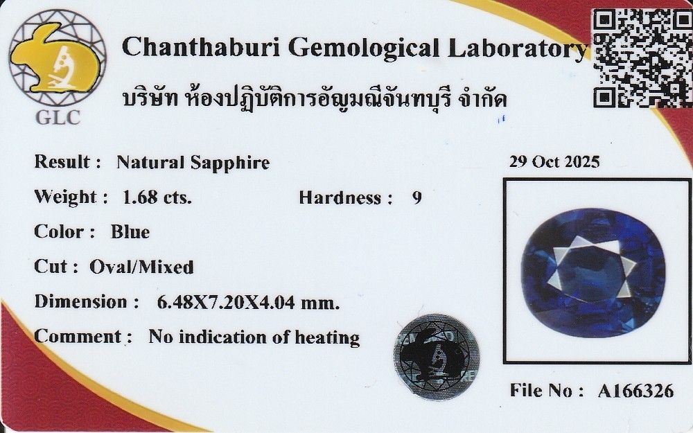 💎 GLC CERTIFIED 1.68ct VS Oval Natural Blue Sapphire – Unheated, Mozambique Gem