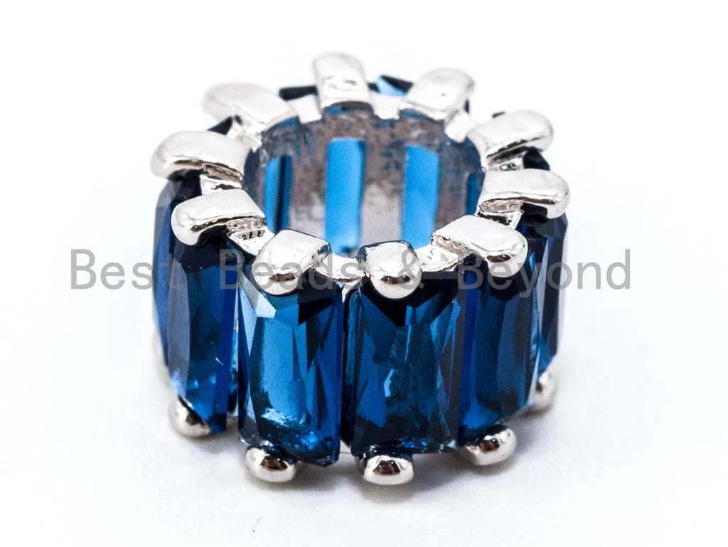 Quality Mixed Color CZ Micro Pave Tube Beads Charm for Jewelry Making, 6x10mm