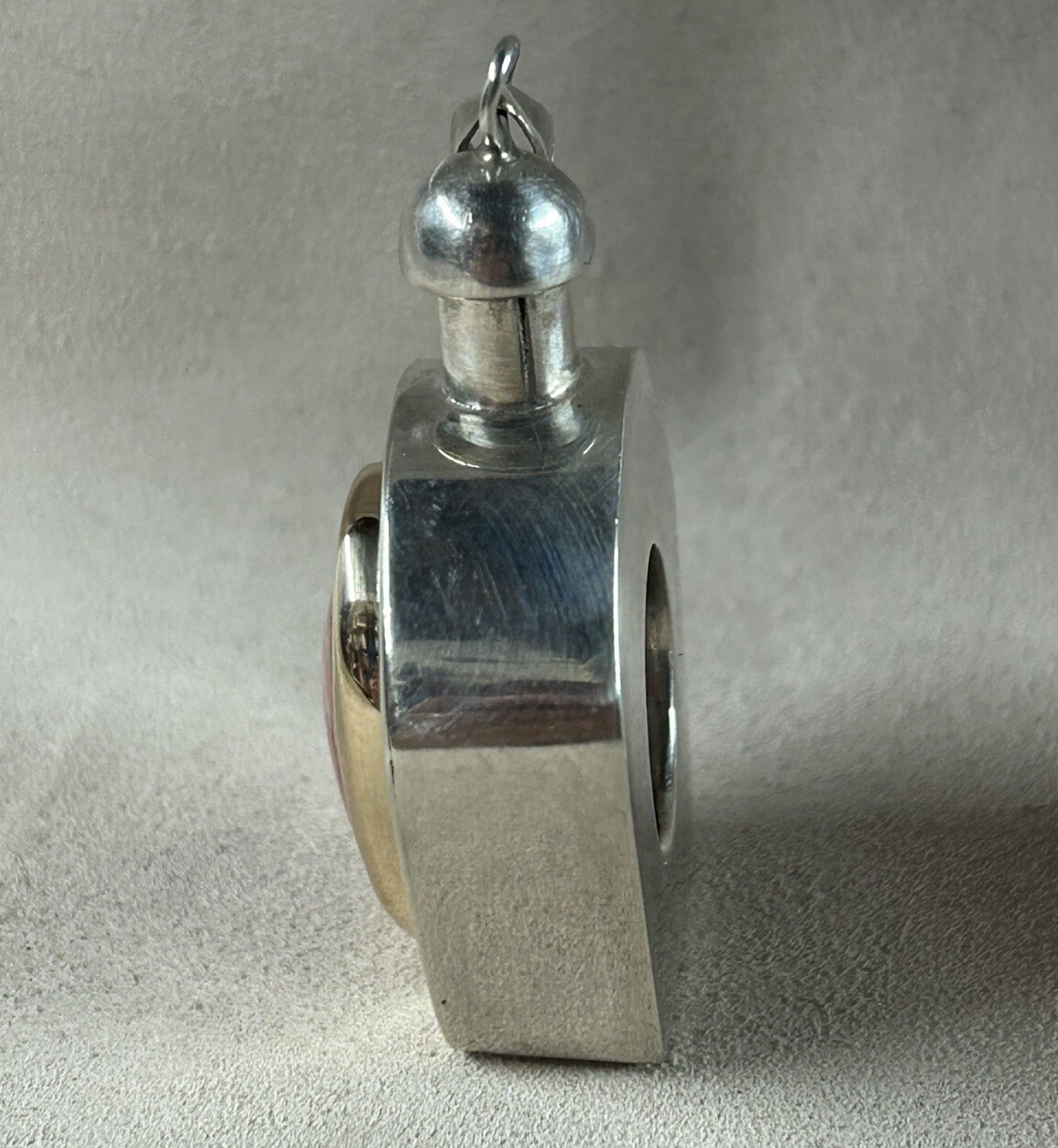 VTG Sterling Silver 14k Gold Rhodochrosite Perfume Bottle Pendant