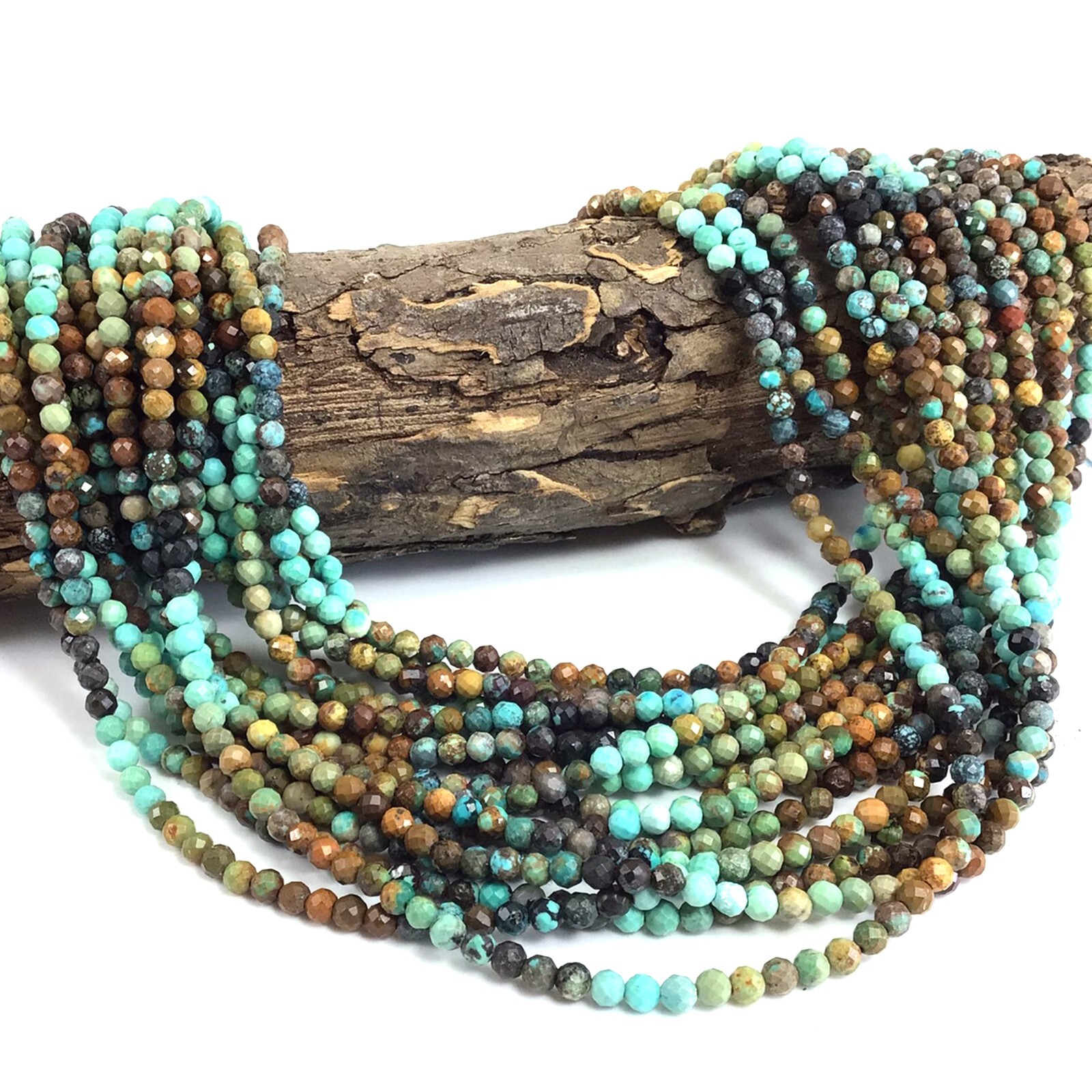 4mm Grade AAA Genuine Natural Turquoise Brown Blue Green Faceted Round Bead 15″