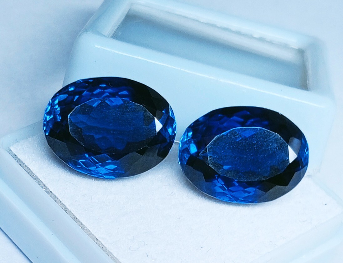 Blue Sapphire Pair Oval Cut Natural Certified 15+ Ct Loose Gemstone