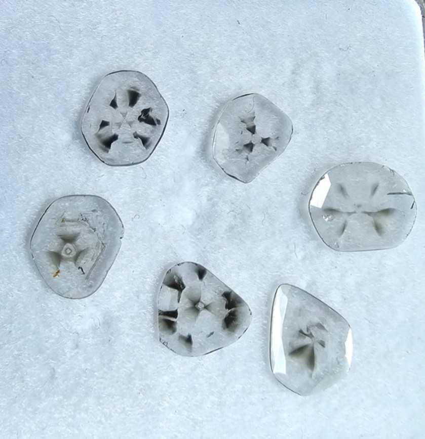 1.15CT (6pc) 6.00mm to 7.50mm , Trapiche diamond, Natural Slice (zimba polki)