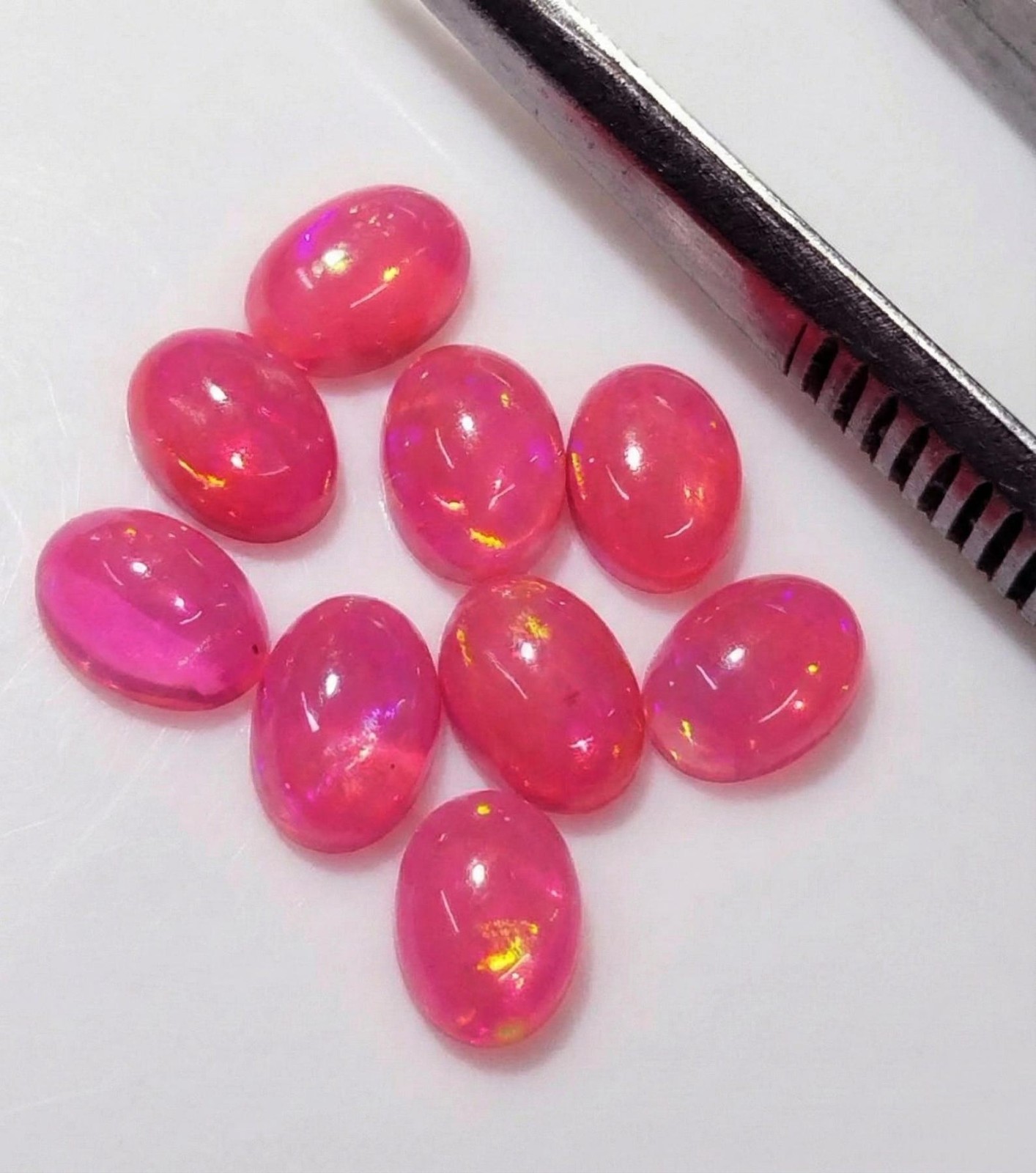 Natural Pink Ethopian Opal Oval Cabochon 3x5mm To 8x10mm Loose Gemstone