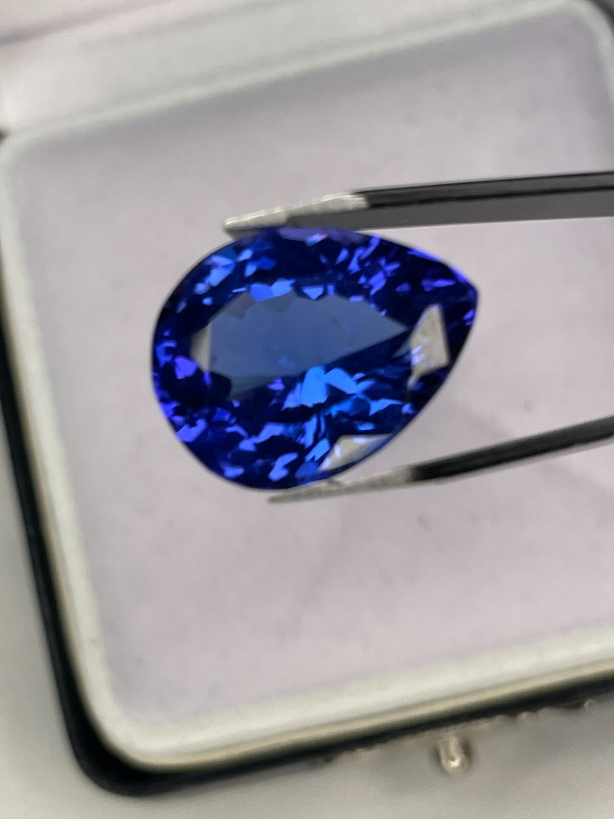 10.68ct Certified Tanzanite Pear Shape Natural Gemstone Very Good Cut Loose