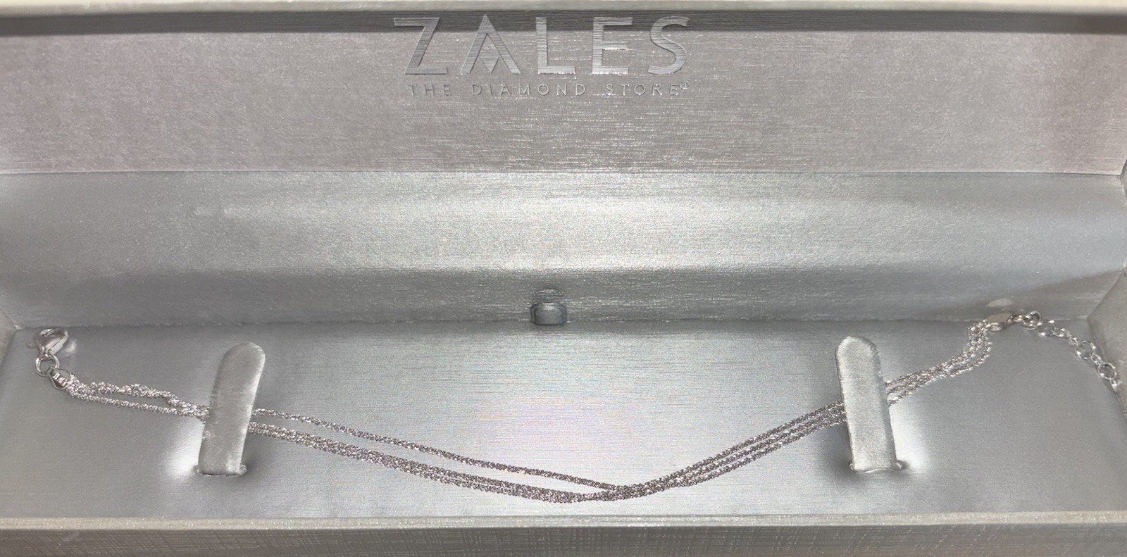 New Zales 9in+ Three-Strand Sparkling Sterling (.925) /Italy Adjustable Bracelet