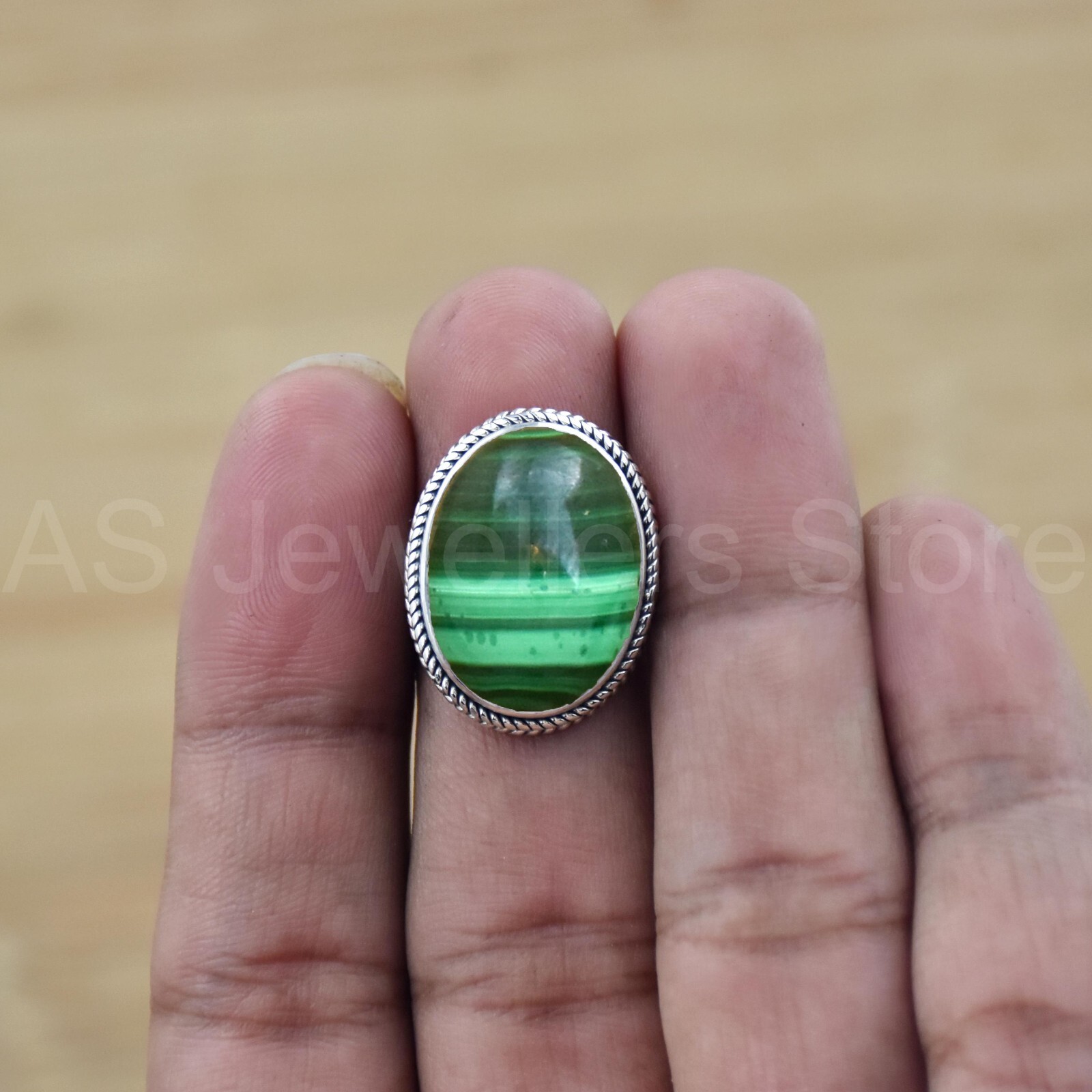 925 Sterling Silver Ring, Malachite Gemstone Ring, Handmade Ring, Gift Jewelry