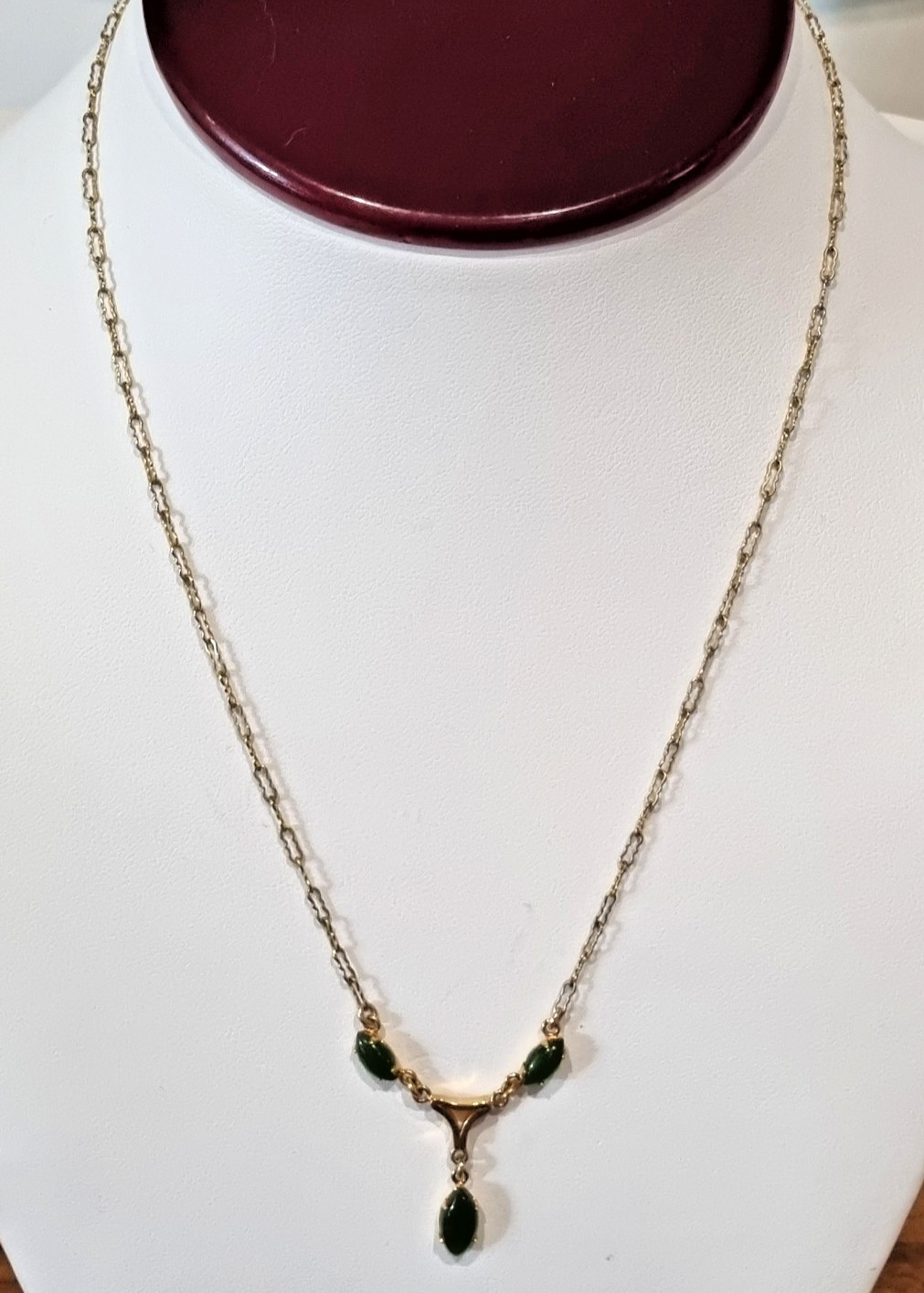 Vintage Rare Collectible c1940s -50s ART 12k gold fill Real Jade Necklace Video