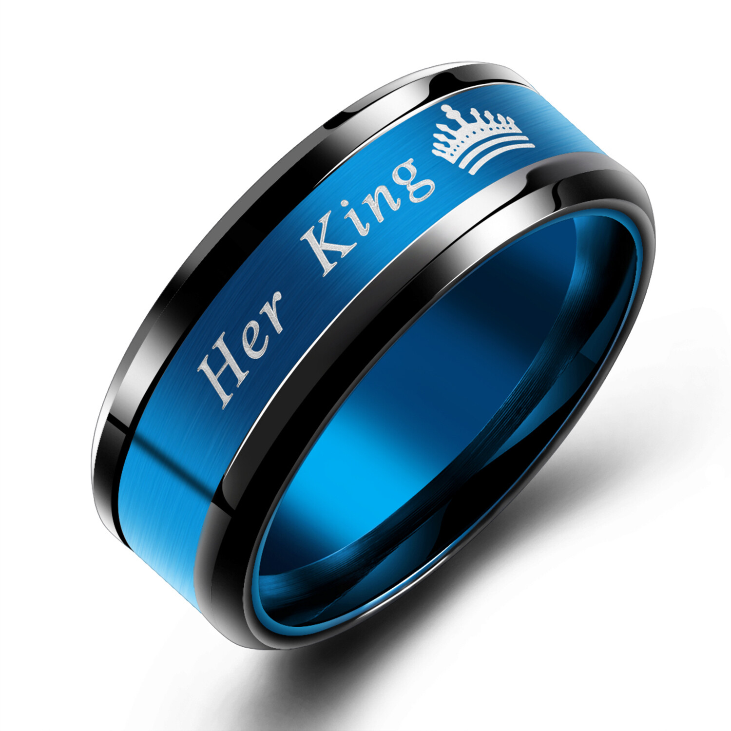 2PCS Her King His Queen Couple Rings Stainless Steel Wedding Promise Band #5-13