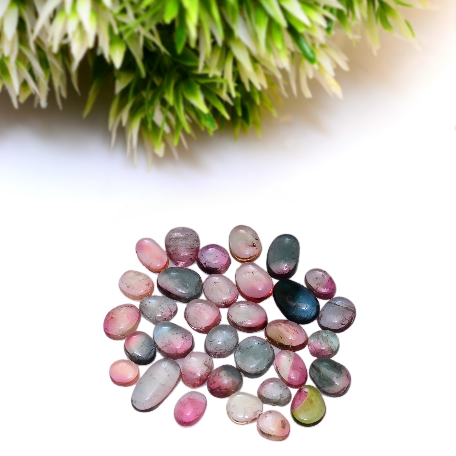 Rare Watermelon Tourmaline Loose 4.5mm-8mm Flat Back Cabochon For Jewelry Making