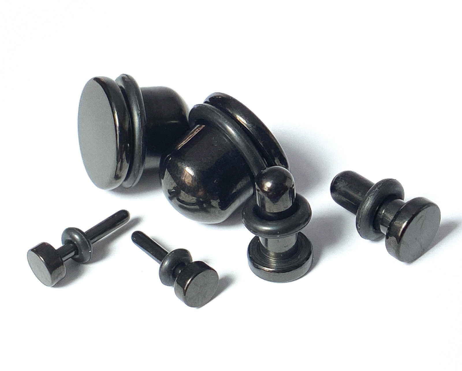 PAIR 316L Surgical Steel Black Flat Head Plugs Tunnels Gauges Body Jewelry