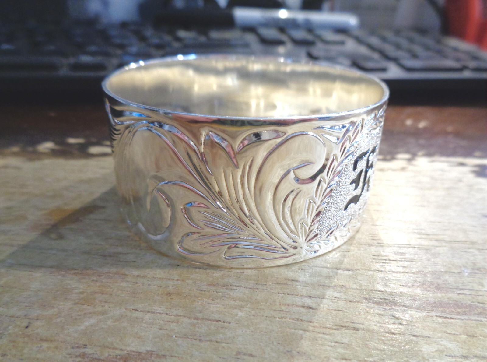 28MM 925 STER SILVER-FILLED COPPER HAWAIIAN KUUIPO SWEETHEART QUEEN EMMA BANGLE