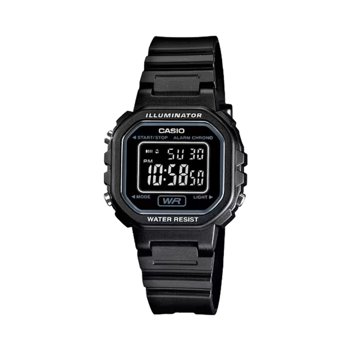 Casio LA-20WH-1B Digital Watch Black Resin LED Alarm Stopwatch