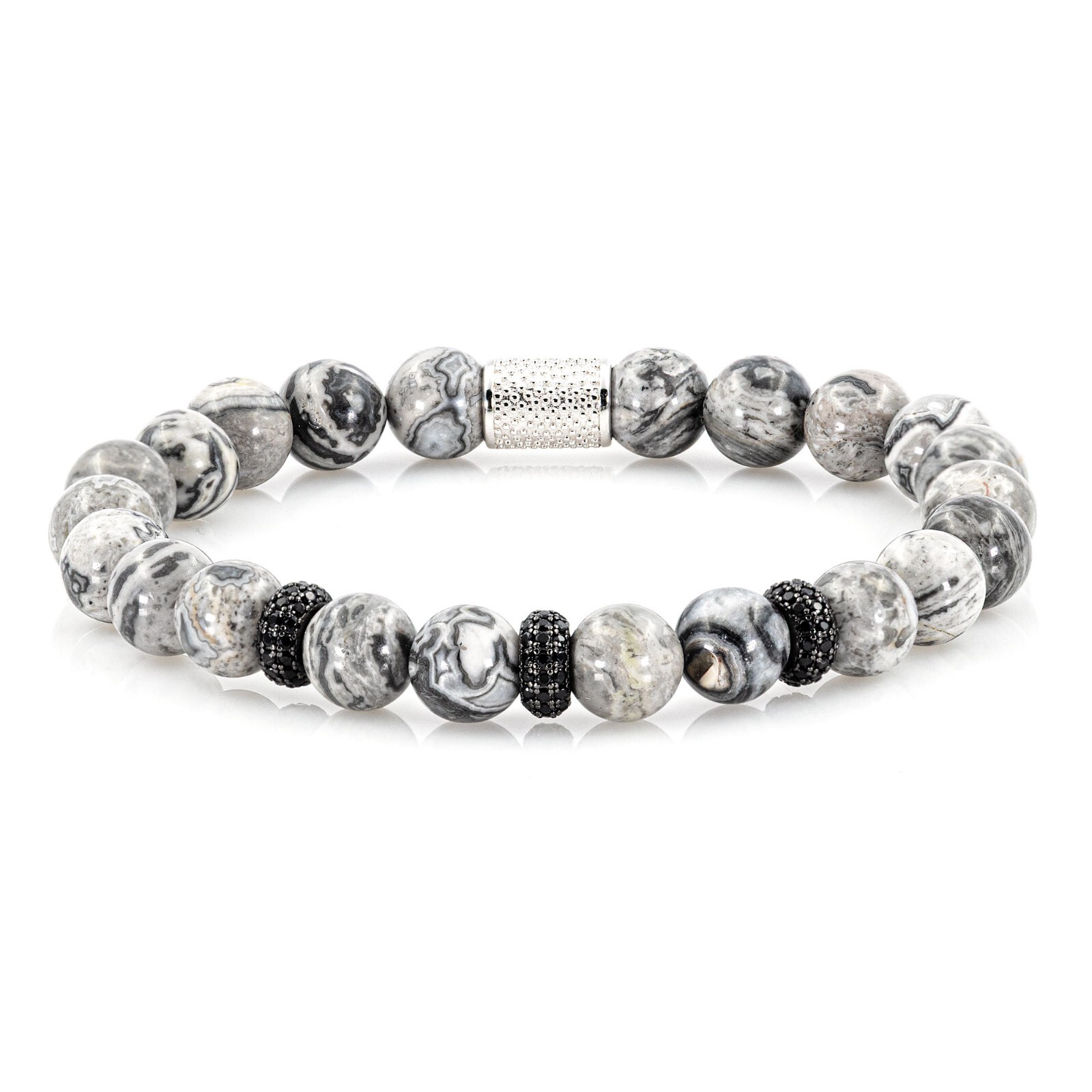 Jasper 925 Sterling Silver Bracelet Bracelet Beaded Bracelet Zircon 8mm Beads