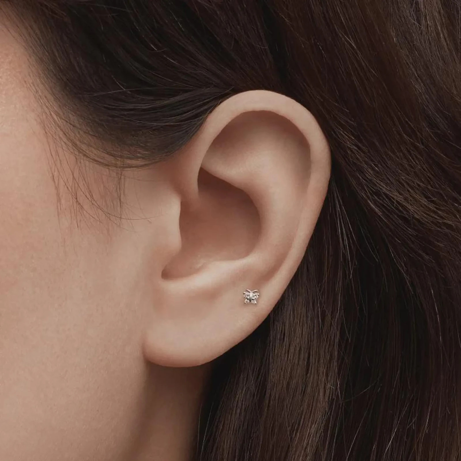 Moissanite Butterfly Helix Cartilage Stud 925 Sterling Silver